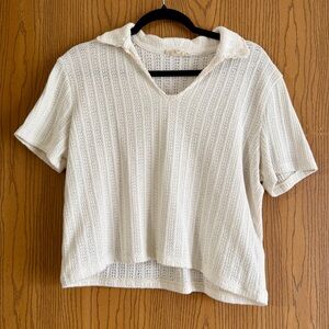 Madewell White V-Neck Knit Top